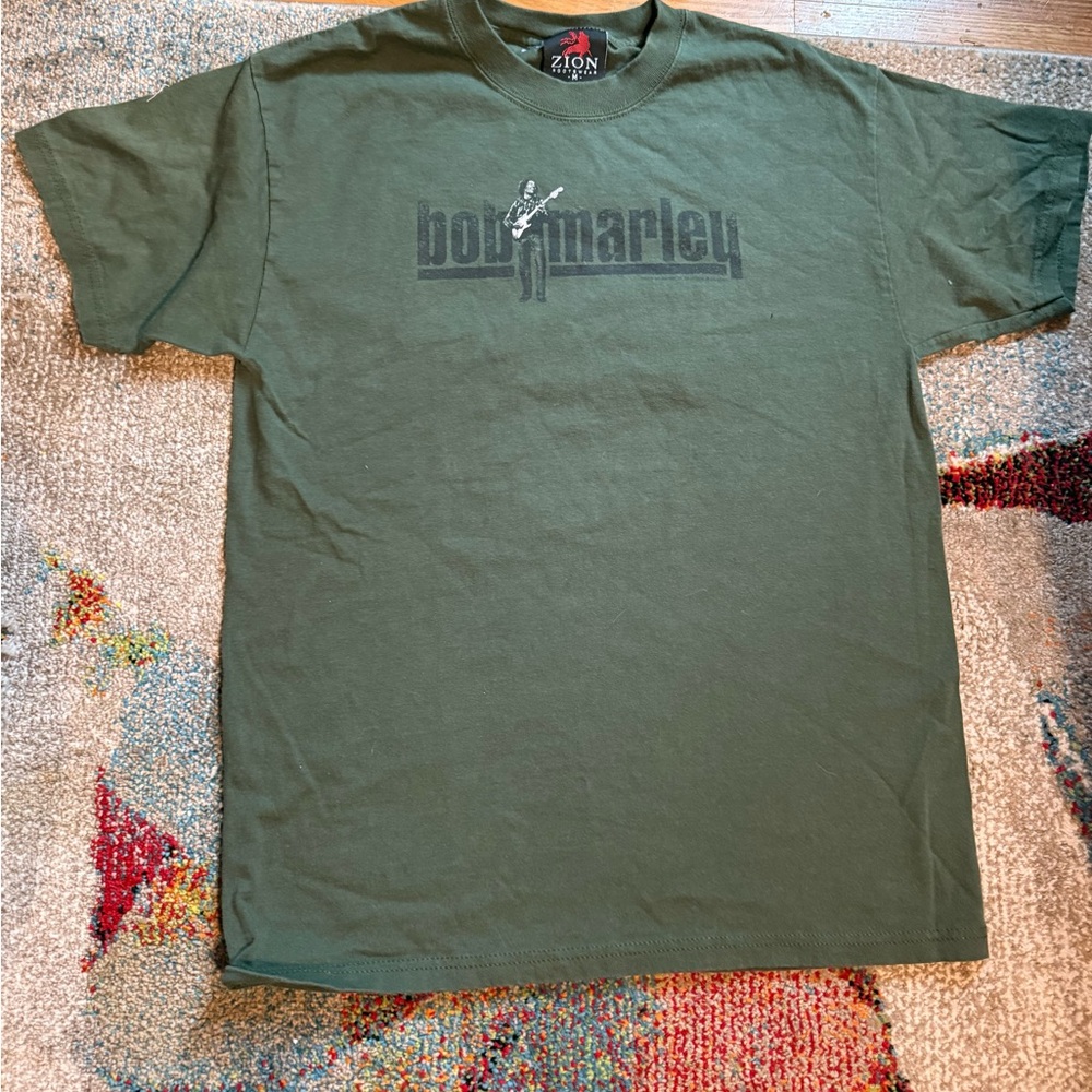 Bob Marley Graphic Tee- Olive Green -Zion Rootswear Bob Marley Tee / concert